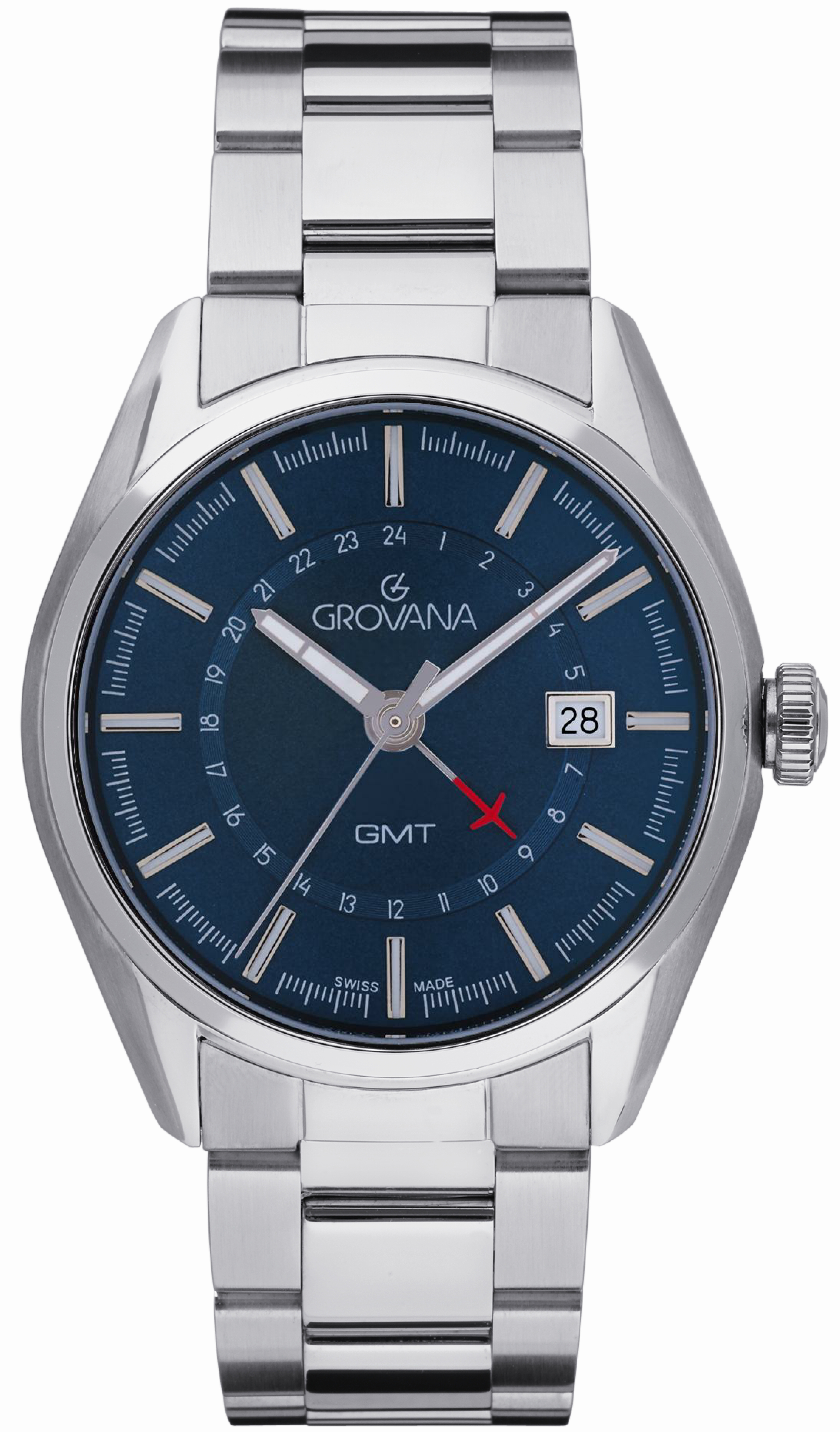 그로바나 세인트 앤드류 스카이 레이더 GMT 블루 다이얼 스틸 42mm - 상품 이미지