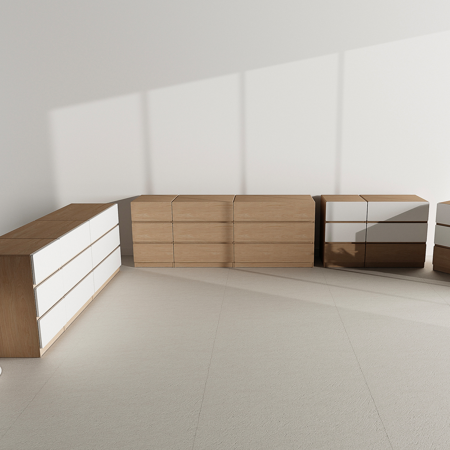 낮은 서랍장 드레스룸 아기 옷 서랍장 수건 미니 800x420x670, 3단, 화이트