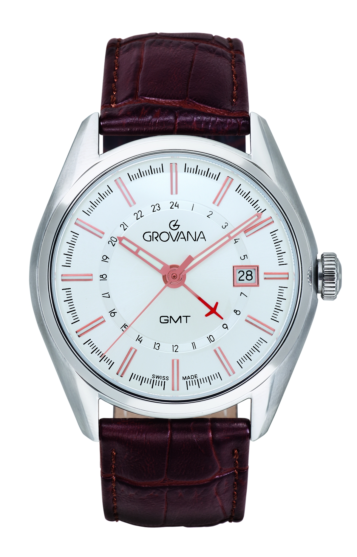 그로바나 세인트 앤드류 스카이 레이더 GMT 골드 화이트 다이얼 가죽 42mm - 상세 이미지 5
