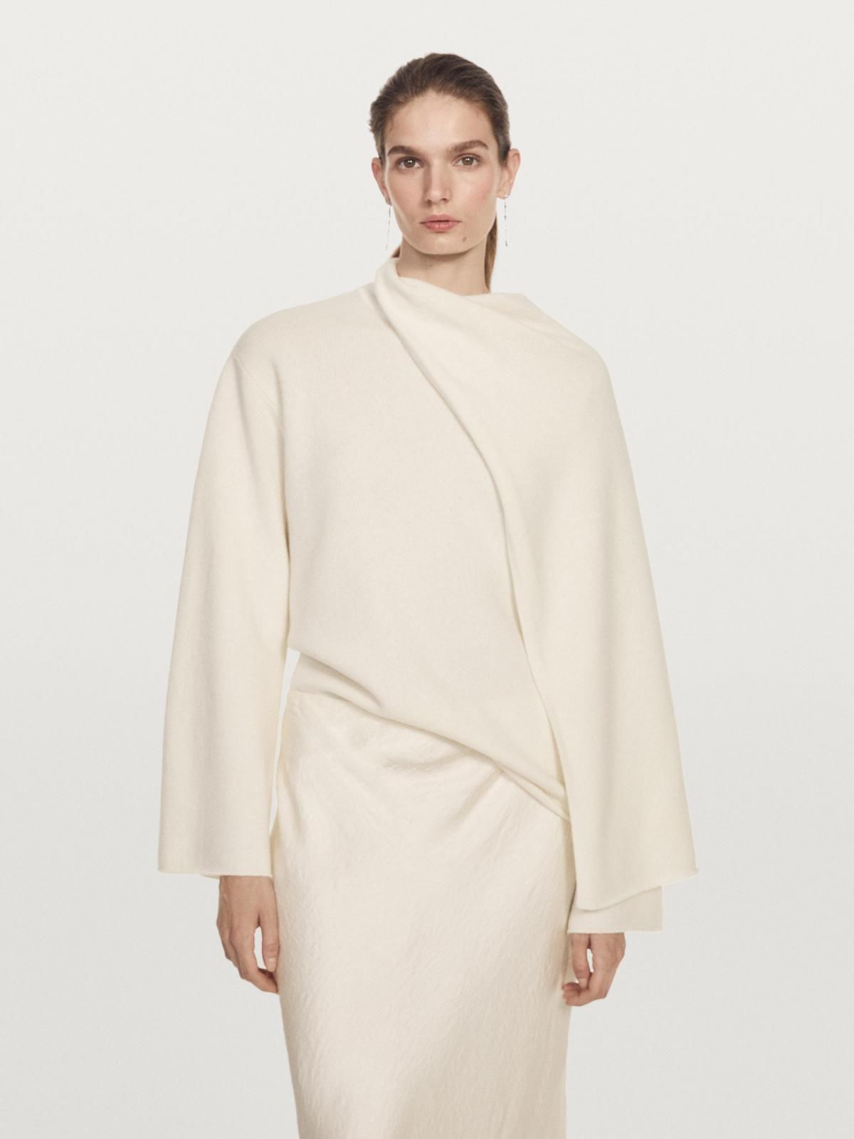 마시모두띠 프리미엄 울 스카프 니트 스웨터 5756/551 OFF WHITE - 상세 이미지 3