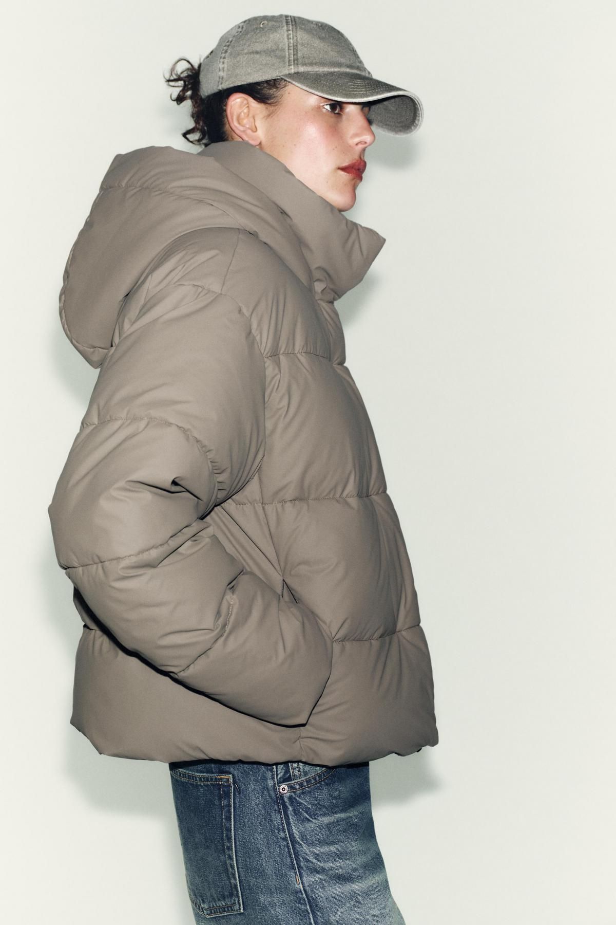 자라 테크니컬 방풍 숏 패딩 재킷 4391/777 BROWN / TAUPE - 상세 이미지 4