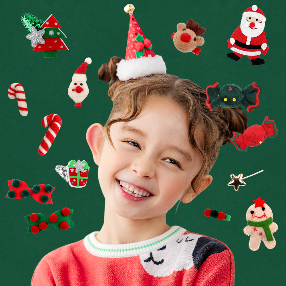 크리스마스 헤어핀 선물 아기 유아 여아 키즈 머리핀 산타 루돌프 트리 파티 소품 머리띠