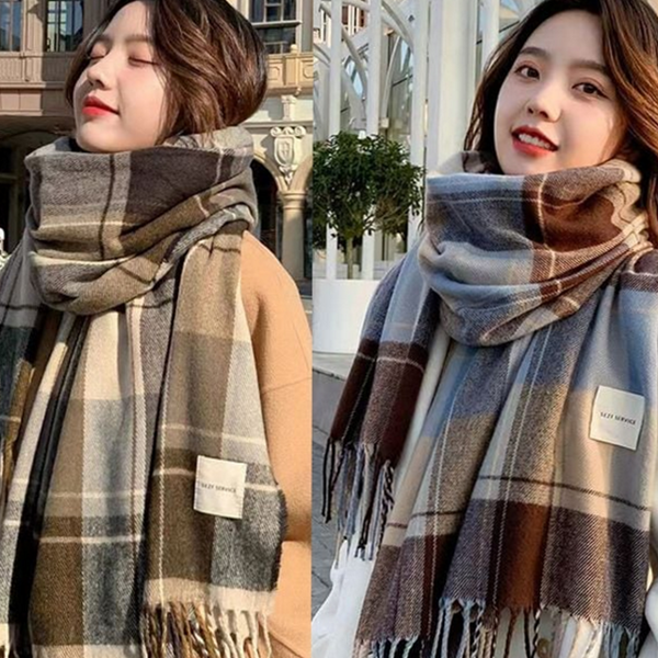 캐시미어 여성 머플러 체크 롱 머플러 목도리 데일리 가을 겨울 - 메인 이미지