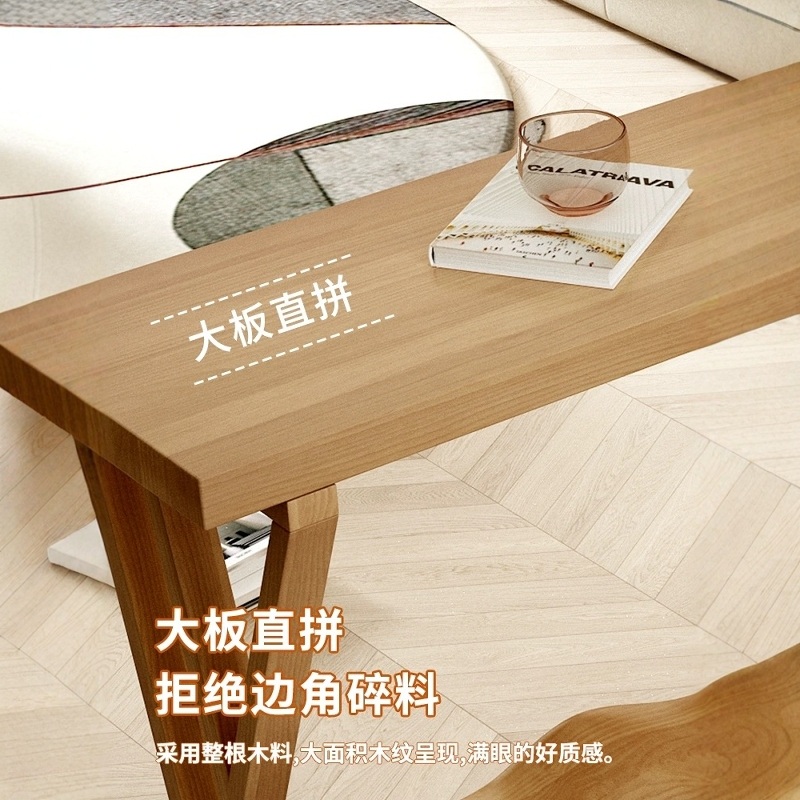 폭좁은 테이블 베란다 틈새 긴 선반 슬림 책상 보조 원목 좁고 거실 탁자 240x40x105cm 두께5 - 상세 이미지 2