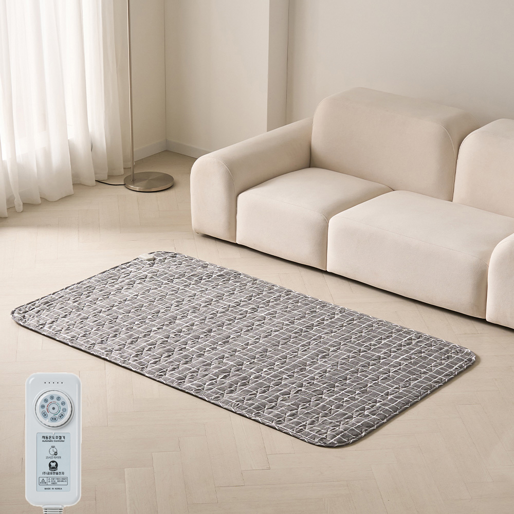 곰표한일 전기요 무자계 전자파 안심 탄소매트 전기장판 2인용 스퀘어 그레이 더블