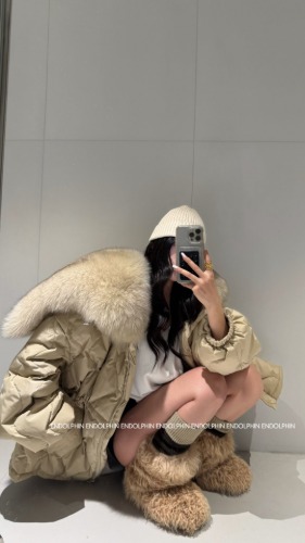 폭스 다운 패딩 퍼 - 상품 이미지