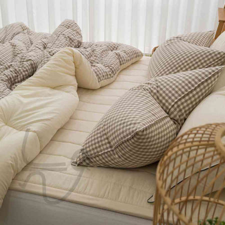 늘WAYS협력사 늘ways 면 워싱 차렵이불 패드세트 SS 이불 브라운 패드 베이지 집먼지진드기침구