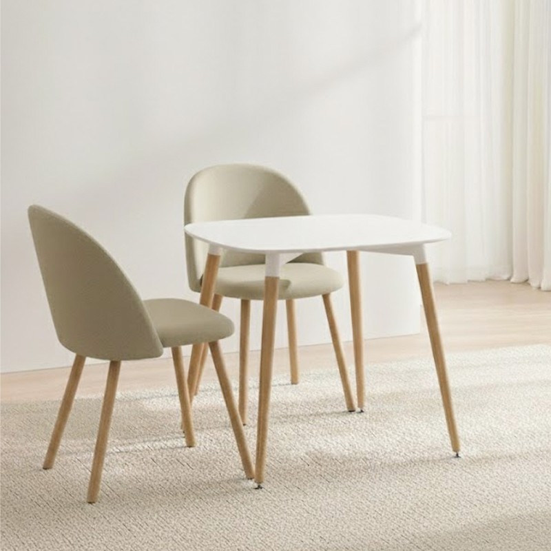 (식탁+의자 SET)템포 스퀘어 800 X 도도 화이트 사각 2인용 식탁 테이블 세트