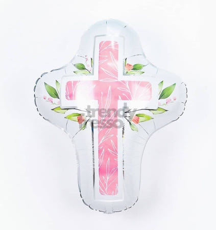[트렌디프레소협력사]데이슬롯 은박풍선 십자가 핑크 파티풍선 파티장식