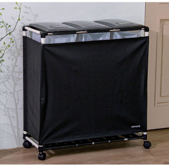 재활용분리수거함 대용량 쓰레기 가정용 분리수거함 3단 분리수거트롤리