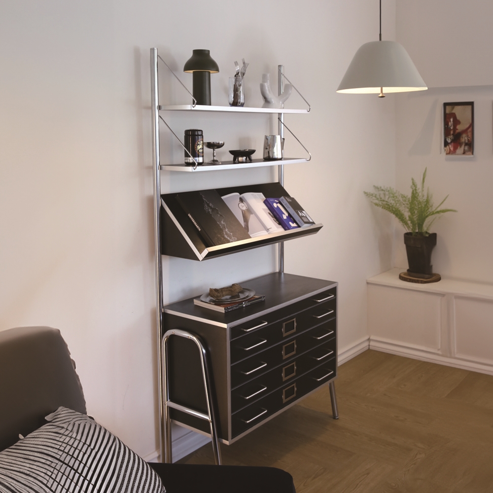 넛지 월캐비닛 무타공 선반장 미드센츄리 수납장 장식장(2color)