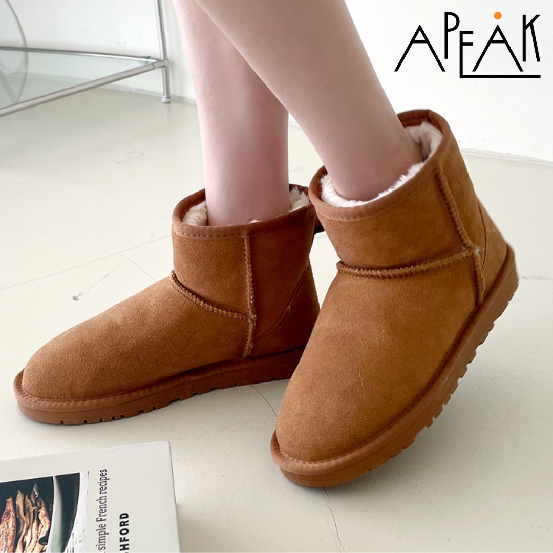 겨울 여성 양털부츠 매트톤 소가죽 방한화 퍼슈즈 베이지