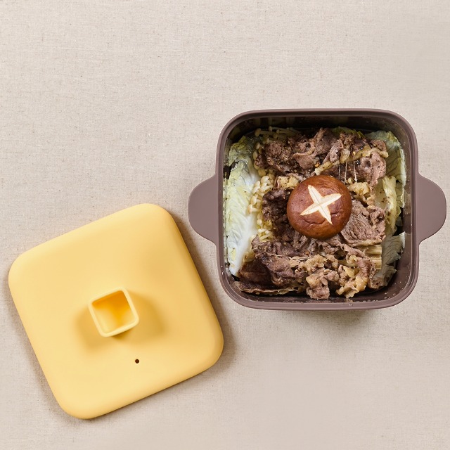 르메이드 실리콘 전자레인지 찜기 계란찜 라면 용기 1200ml 단호박