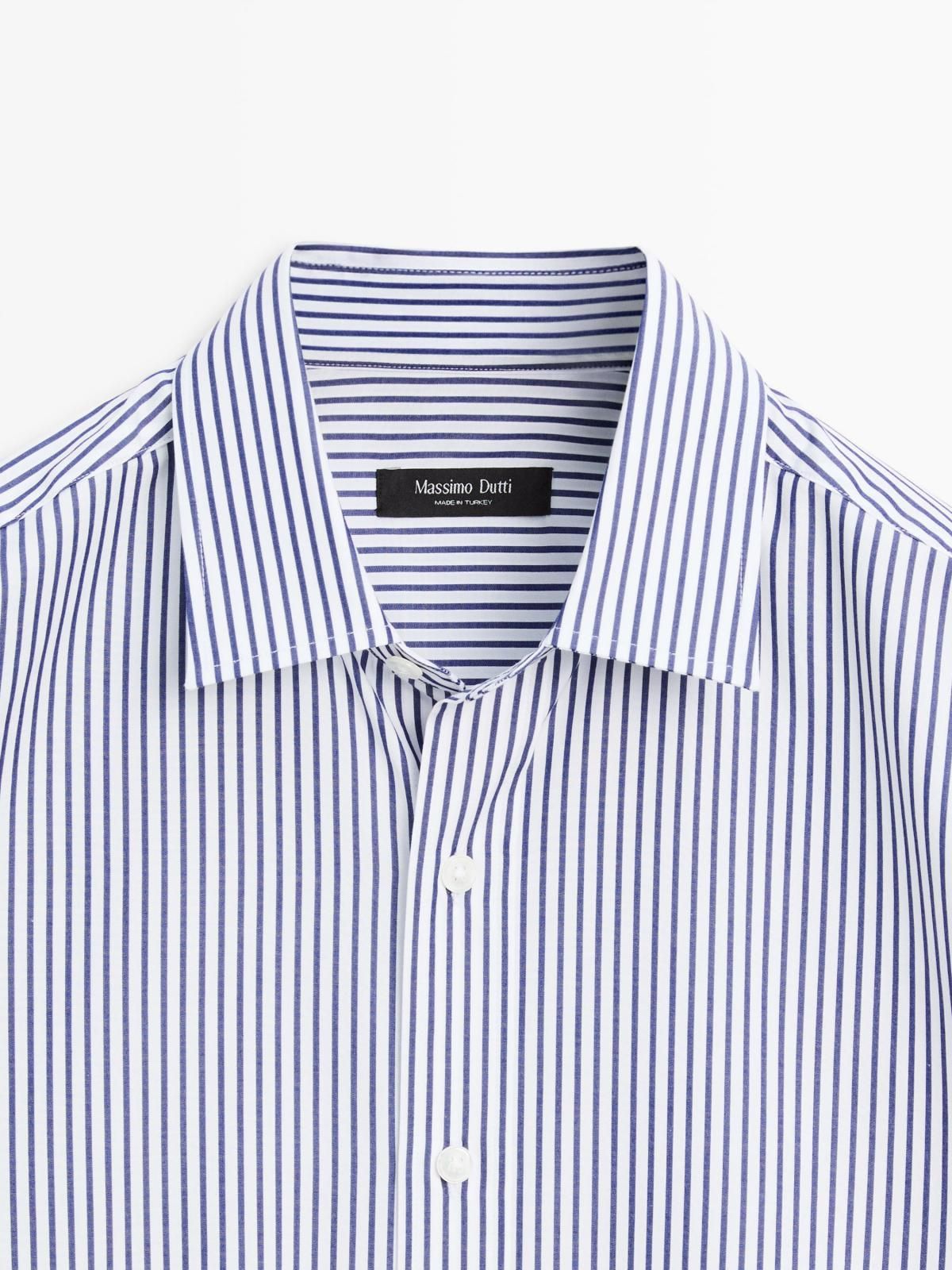 마시모두띠 스트라이프 레귤러핏 코튼 긴팔 셔츠 1998/291 NAVY BLUE - 상세 이미지 4