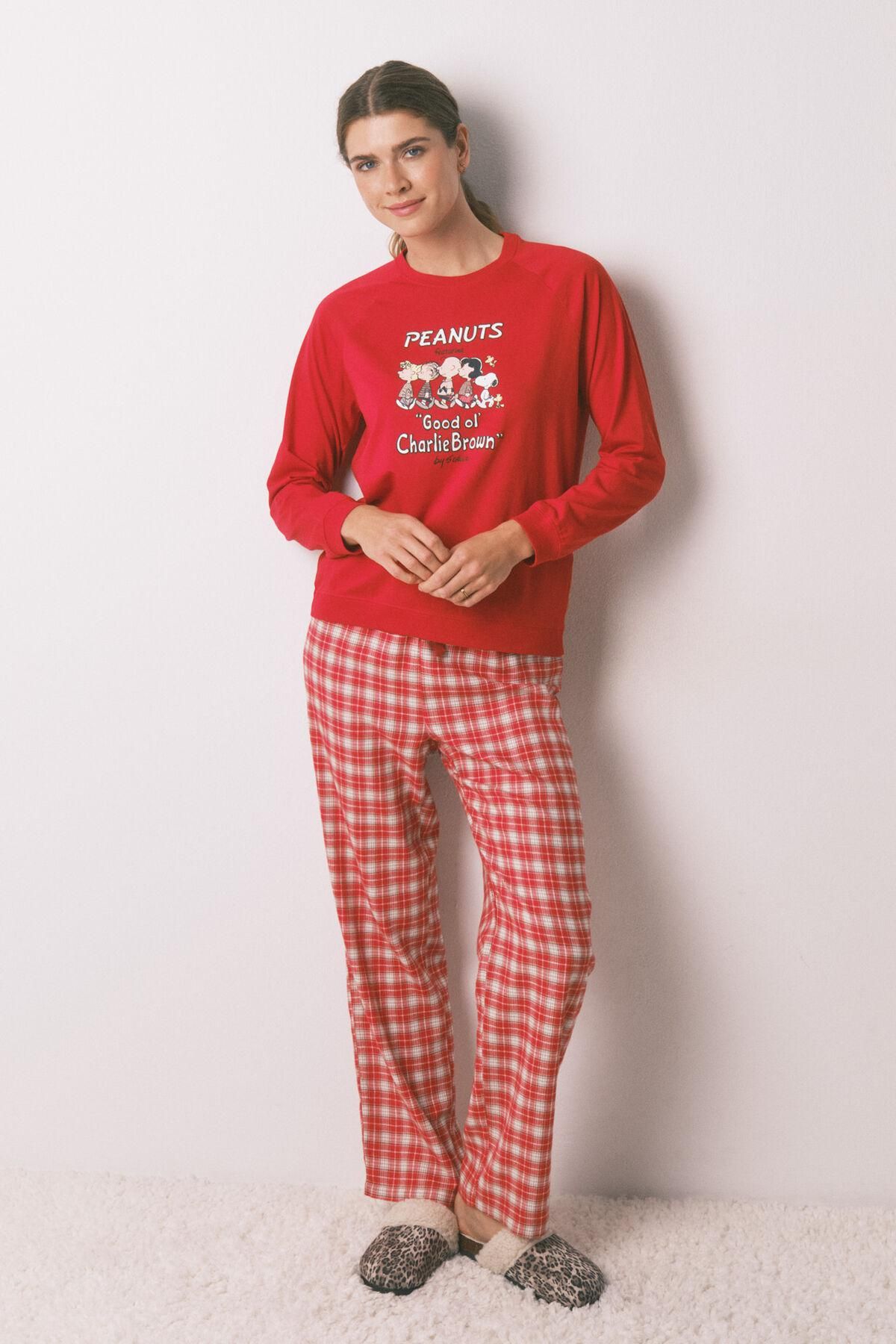 우먼시크릿 스누피 체크 레드 코튼 파자마 세트 3132216 ROJO - 메인 이미지