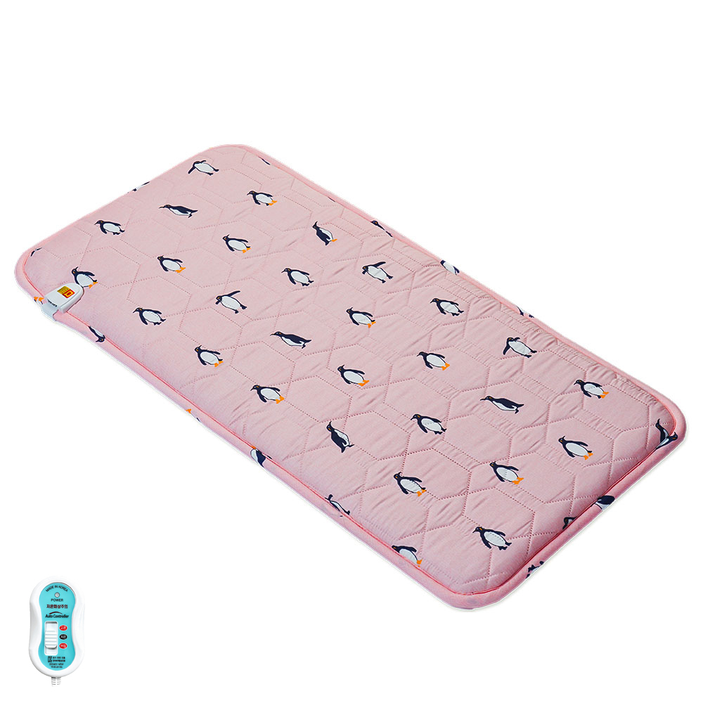 사무실 가정용 전기방석 1인용/2인용 국내산 항균 원단 과열방지 펭귄 핑크
