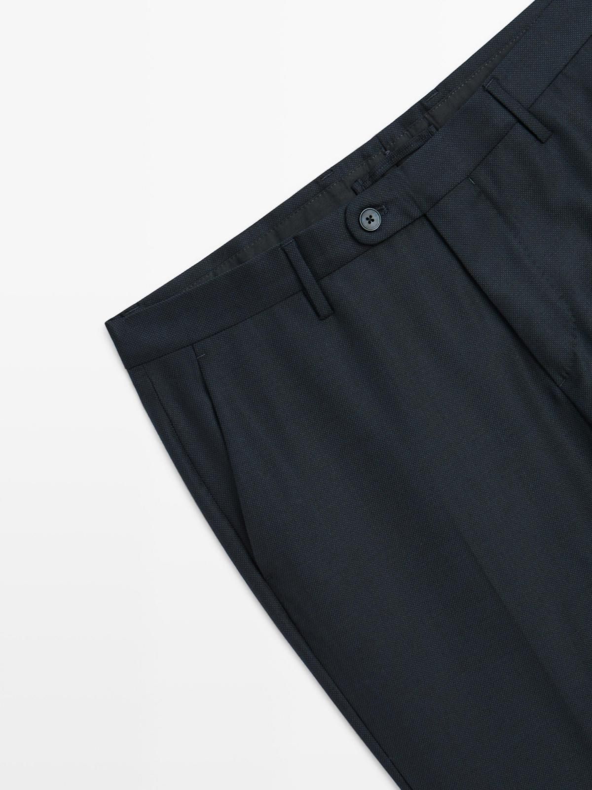 마시모두띠 마이크로 텍스처 울 슬림핏 정장 팬츠 3507/505 NAVY BLUE - 상세 이미지 5