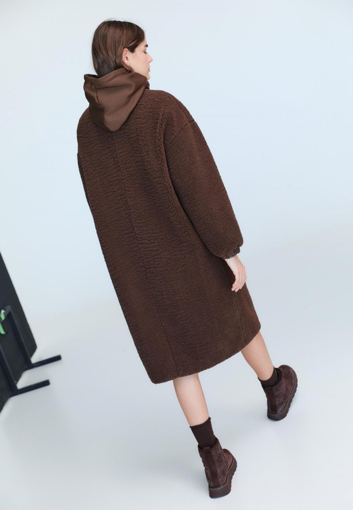 스트라디바리우스 테크니컬 퍼안감 롱 코트 8605/838 BROWN - 상세 이미지 5