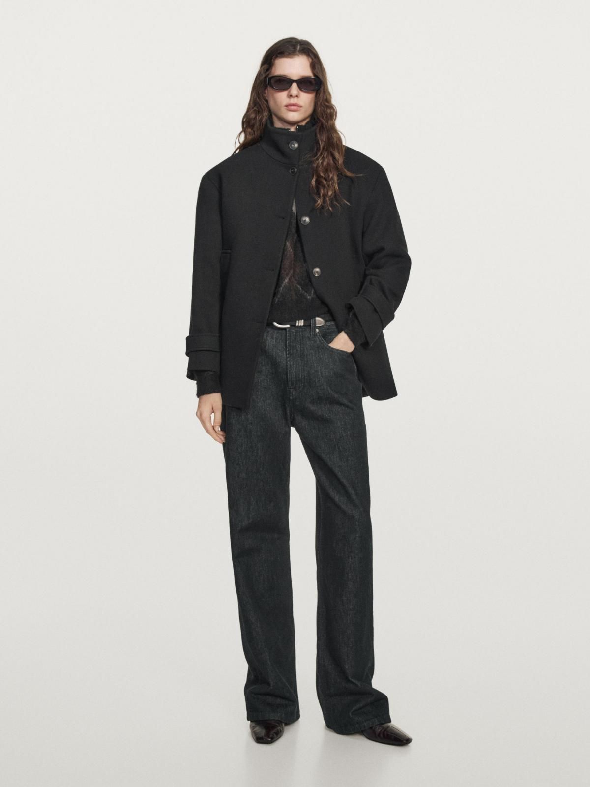 마시모두띠 울 블렌드 하이넥 버튼 코트 6458/908 BLACK - 상세 이미지 2