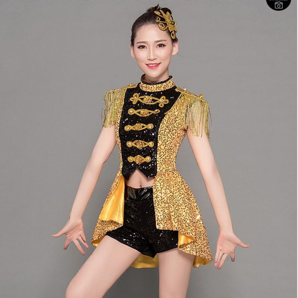 반짝이의상 치어리딩 무대의상 행사복 코스프레 여자 화려한 공연 무용 행사 댄스복 - 상세 이미지 2