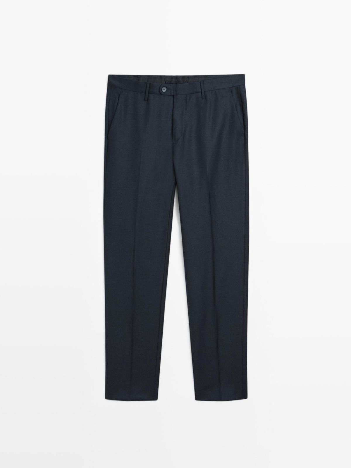 마시모두띠 마이크로 텍스처 울 슬림핏 정장 팬츠 3507/505 NAVY BLUE - 상세 이미지 4