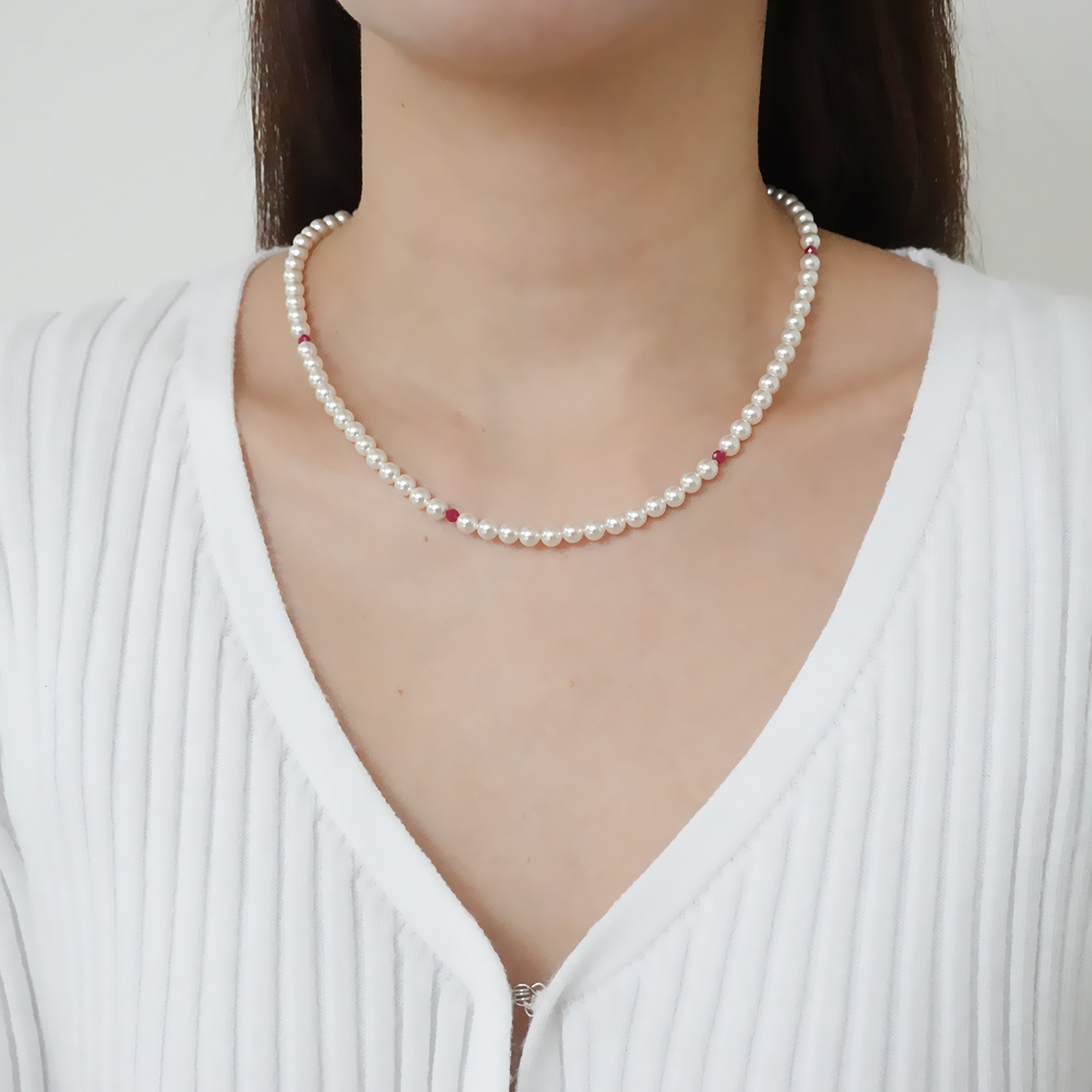 14k 루비 5mm 스왈 진주 목걸이 OPPN0354 이미지 7