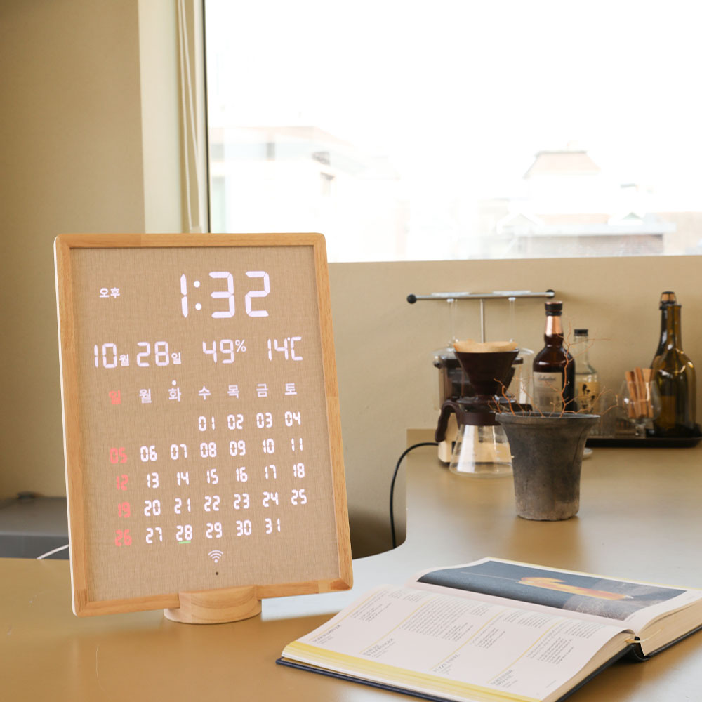 오아 캘린더 LED 벽시계 디지털 무소음 벽걸이 시계 거실 사무실 전자 달력 개업 선물