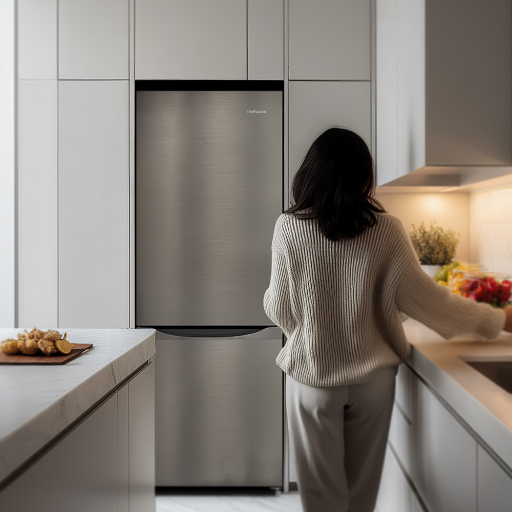 더함 소형 미니 냉장고 사무실 신혼 원룸 2도어 냉장고 205L 메탈실버 방문설치