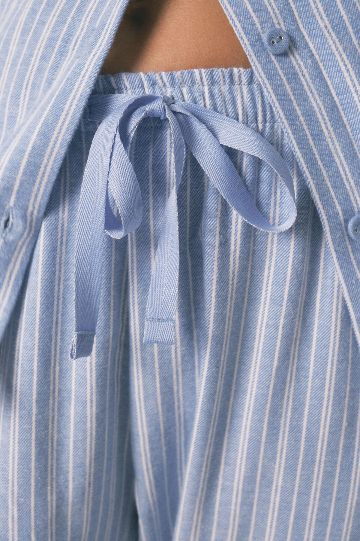 우먼시크릿 클래식 스트라이프 코튼 파자마 세트 3592477 AZUL - 상세 이미지 4
