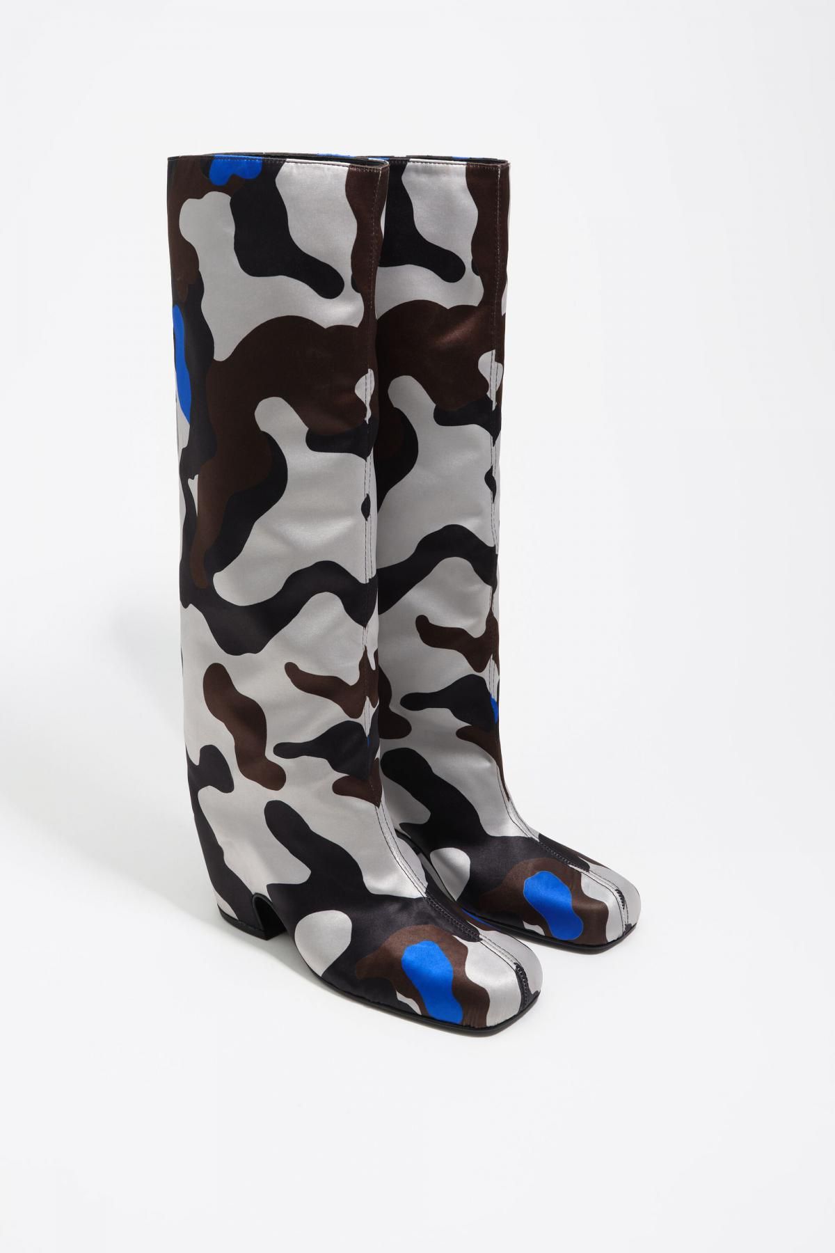 빔바이롤라 카모플라주 프린트 새틴 힐 롱부츠 252BZ0501.14060 OFF WHITE - 상세 이미지 2