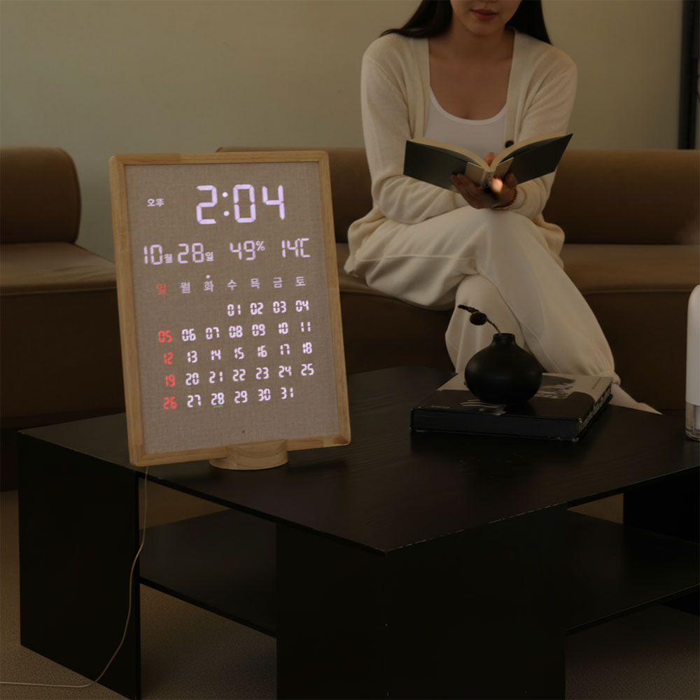 오아 캘린더 led 벽시계 디지털 무소음 벽걸이 시계 거실 사무실 전자 달력 개업 선물 - 상세 이미지 4