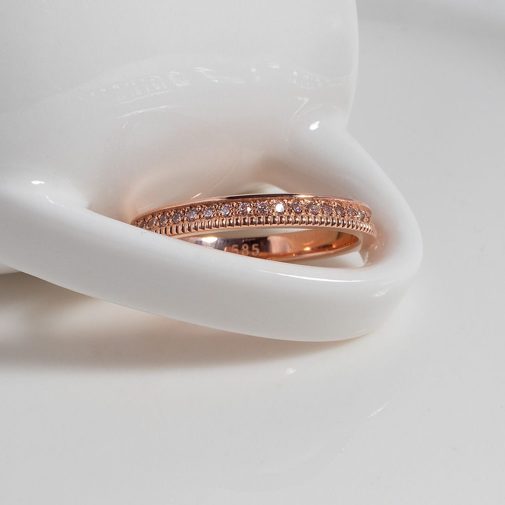 바인 볼 라인 천연 다이아 가드링 반지 레이어드 데일리 여성 친구 선물 생일 고급 - 상세 이미지 5
