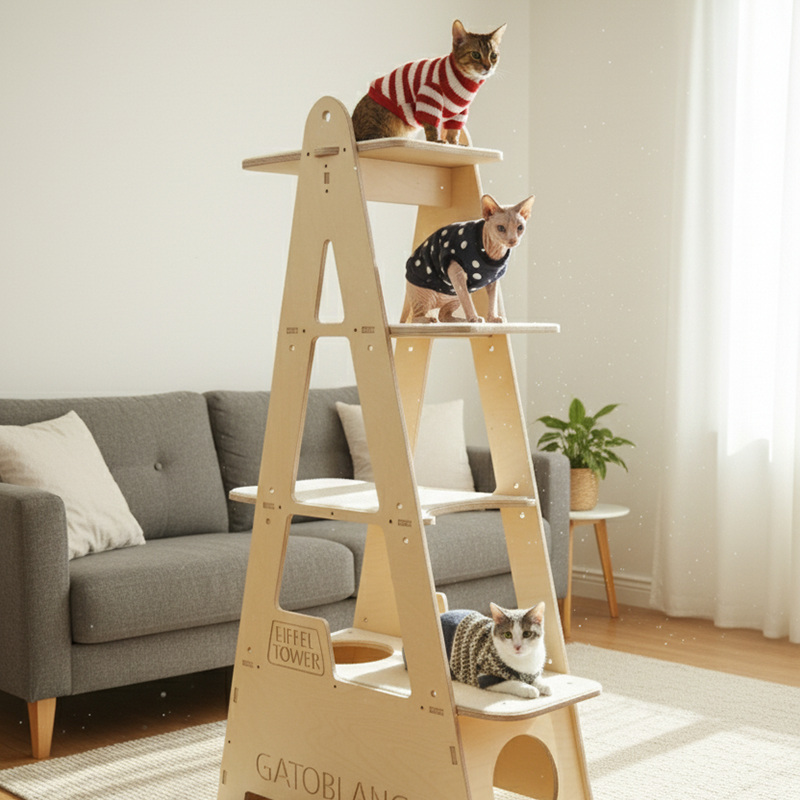 에펠 타워 원목 캣타워