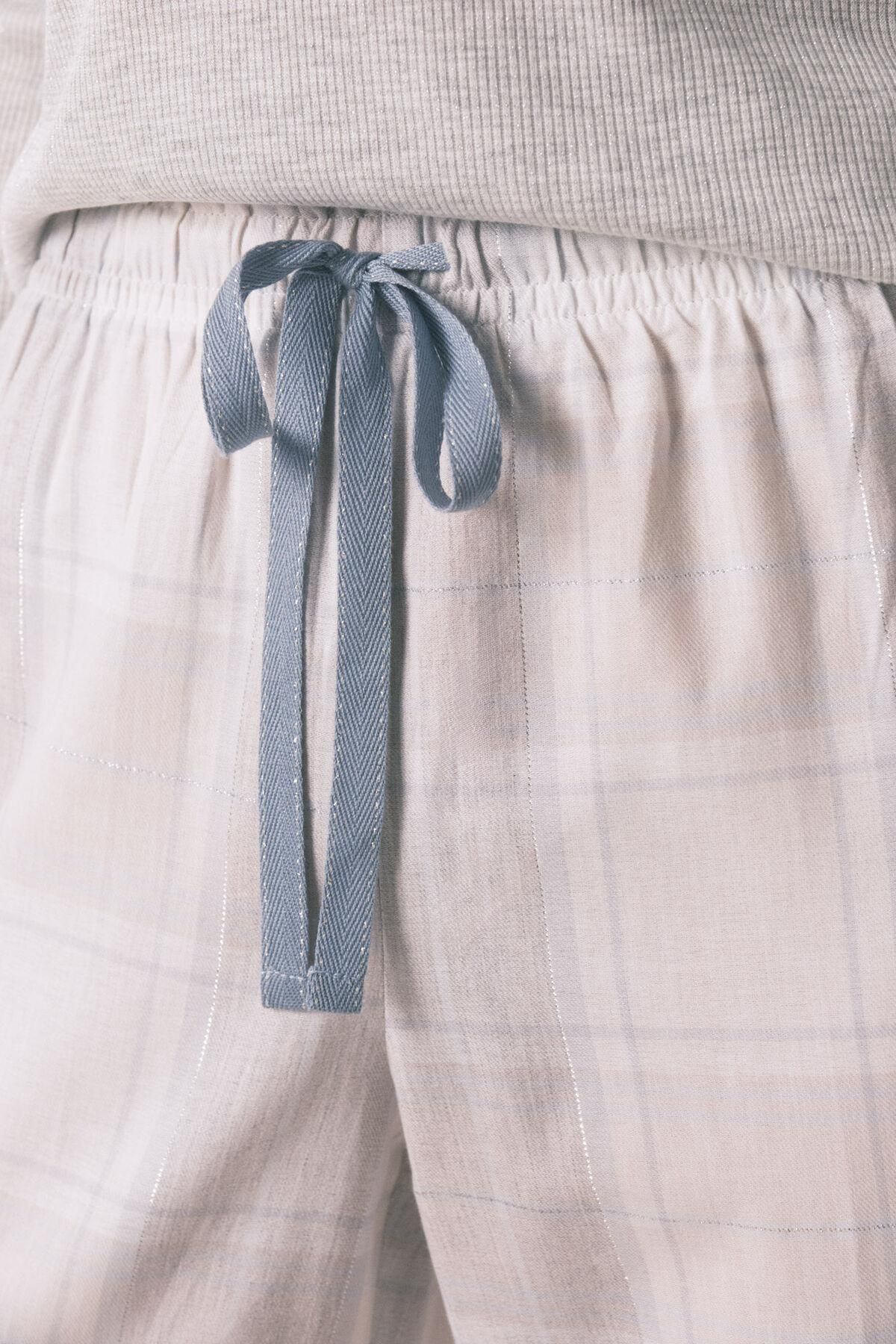 우먼시크릿 샤이니 체크 그레이 파자마 세트 3592487 GRIS - 상세 이미지 4