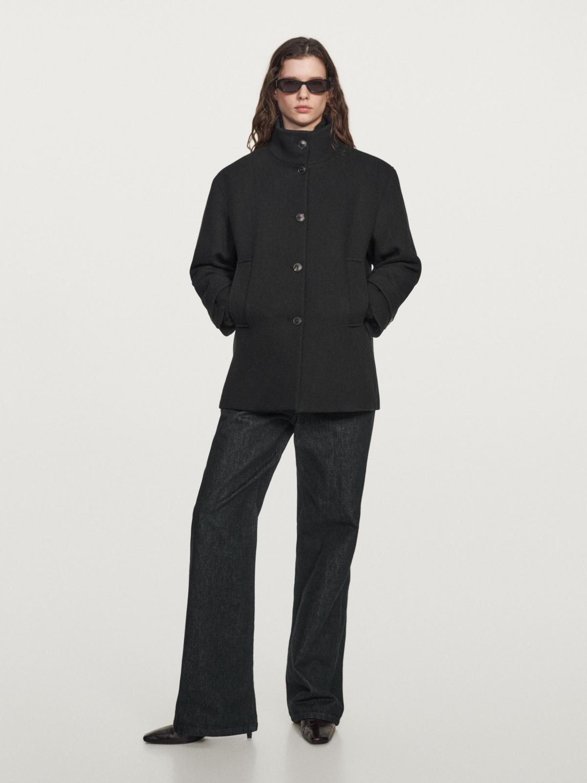 마시모두띠 울 블렌드 하이넥 버튼 코트 6458/908 BLACK - 상세 이미지 3