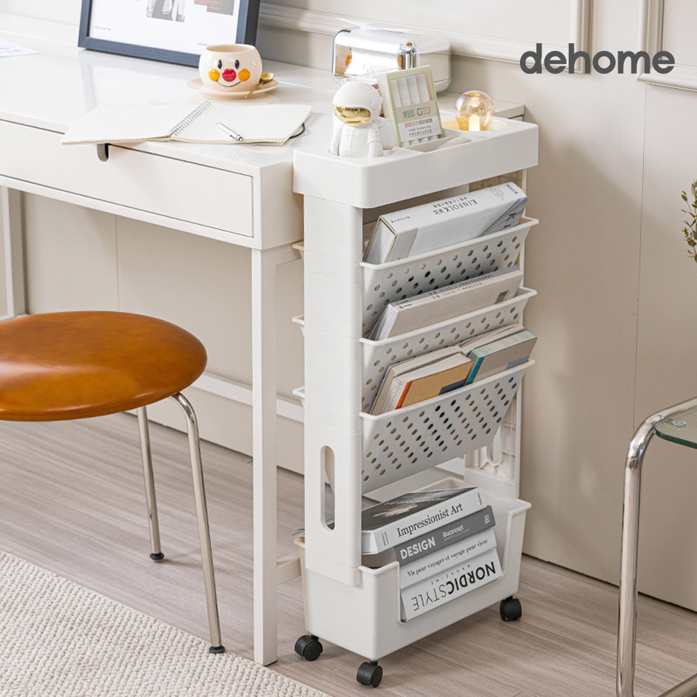 이동식 북카트 바퀴달린 책 트롤리 책꽂이 책선반 책장 북트레일러 4단