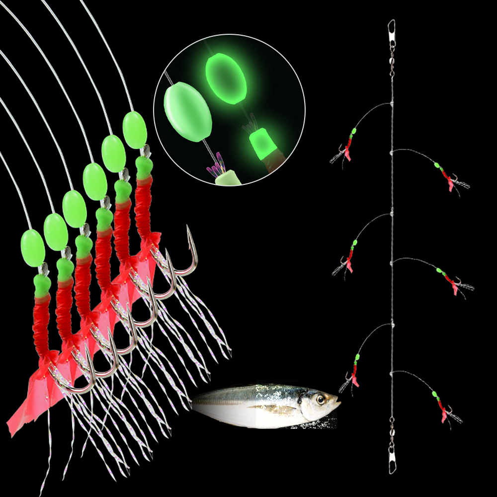 고등어 카드채비 볼락 전갱이 열기 가지 채비 어피 전어 바다 낚시바늘 6호 제품 이미지