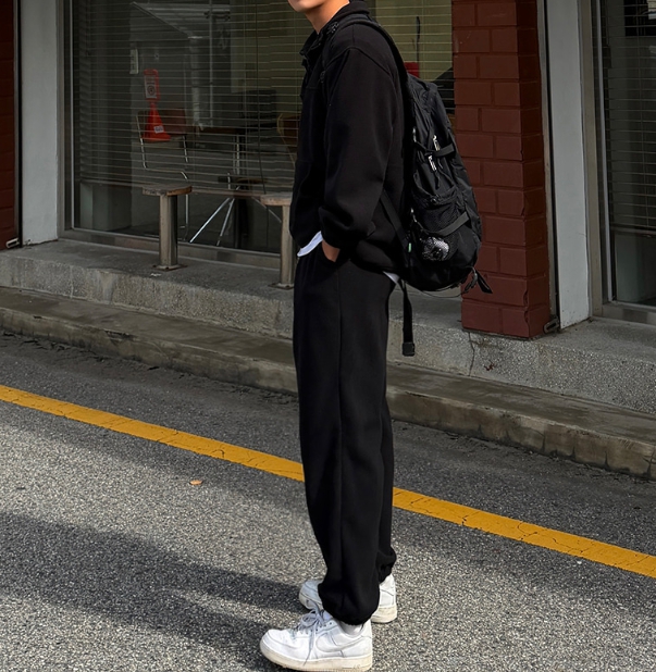 남자 오사 겨울 오버핏 기모 헤비 후리스 트레이닝 셋업 세트 - 상세 이미지 3
