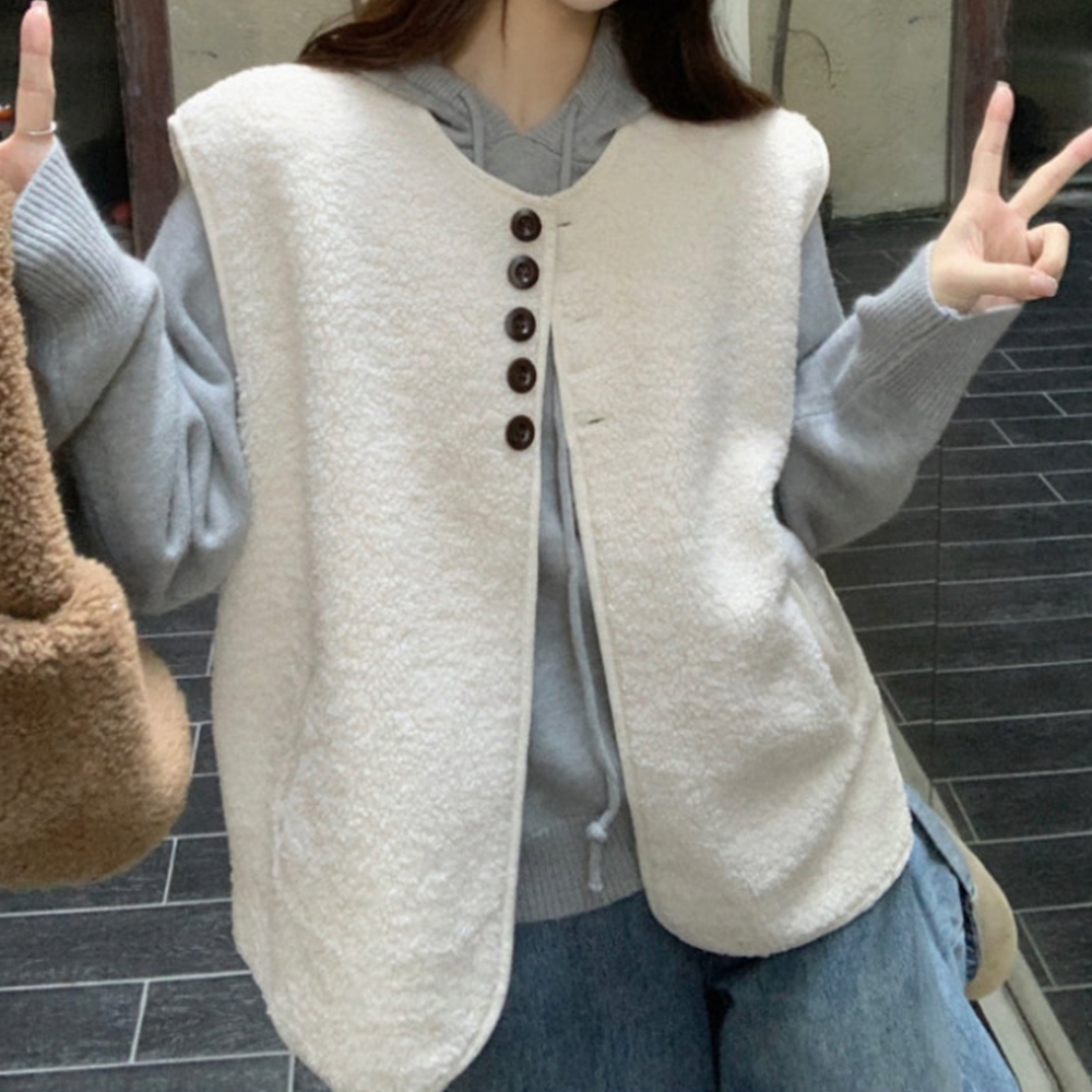 양털조끼 여성 겨울 인조퍼 뽀글이 레이어드 베스트 이미지 7