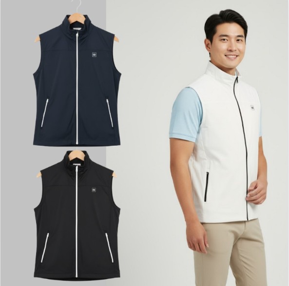 헤지스골프 봄 여름 베스트 솔리드 오피스 필드룩 골프웨어 골프 조끼 - 상품 이미지