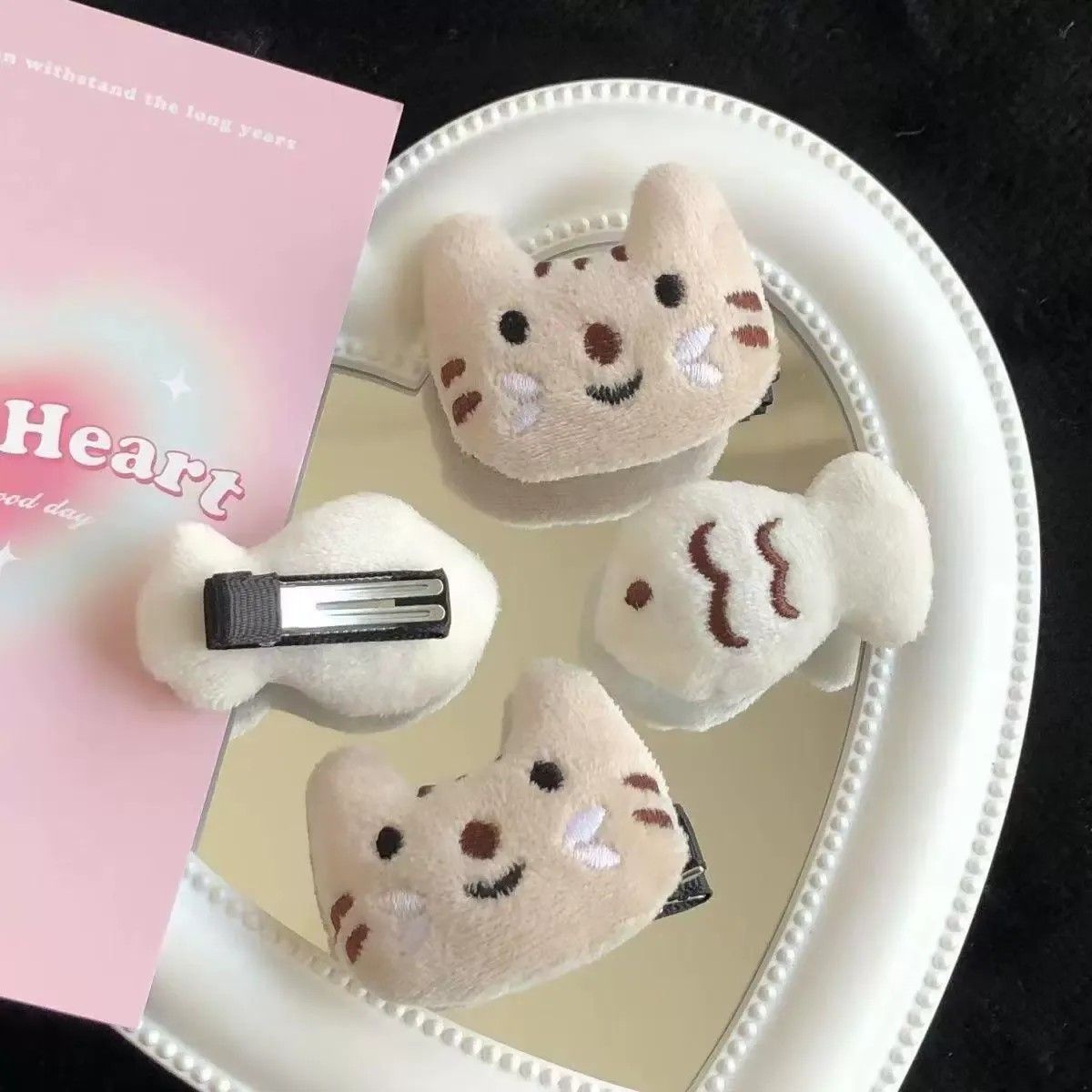 고양이 붕어빵 집게핀 머리핀 헤어핀 머리 헤어 똑딱 삔 클립 악세사리 귀여운 머리집게 헤어집게 앞머리고정 예쁜 헤어핀셋 - 상품 이미지