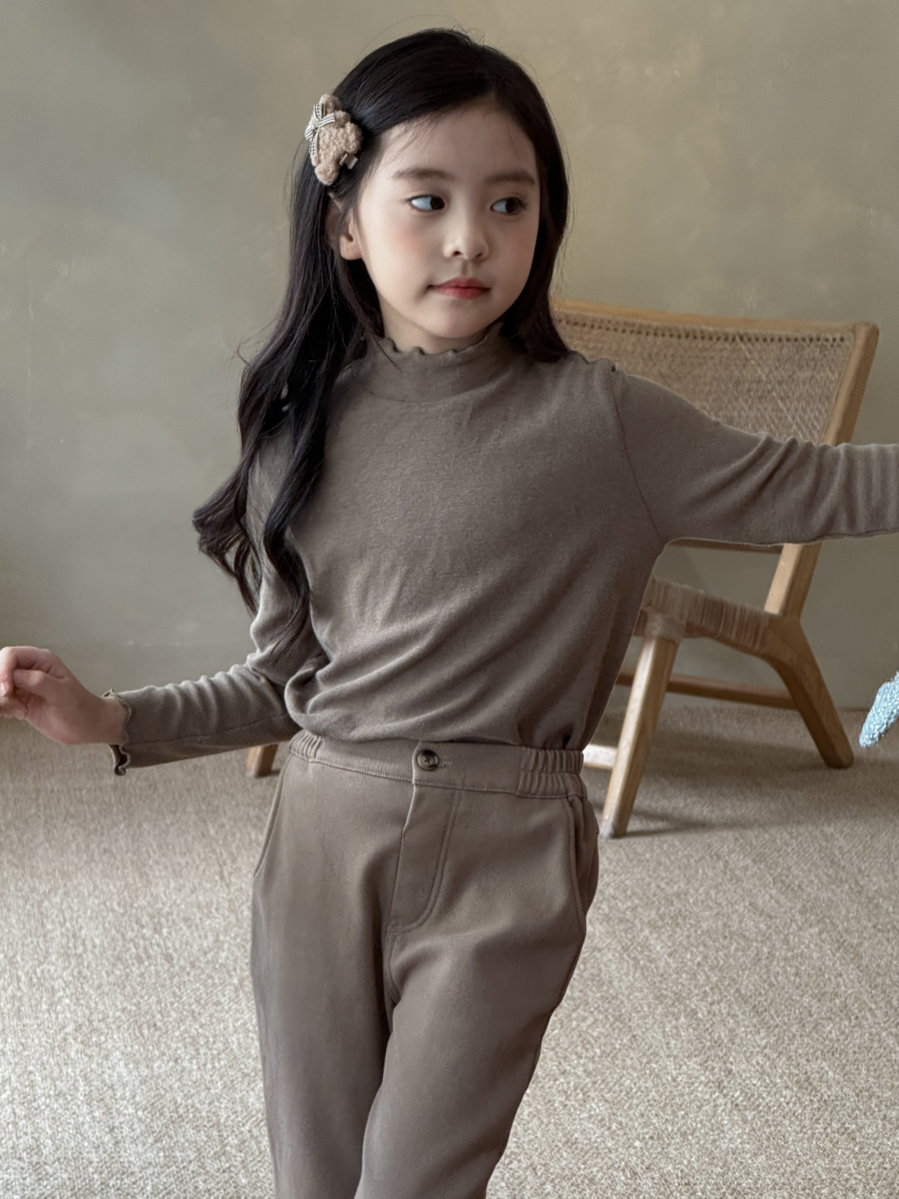 피치기모 하프넥 티셔츠 주니어 아이옷 가을 겨울 티셔츠 키즈 패션