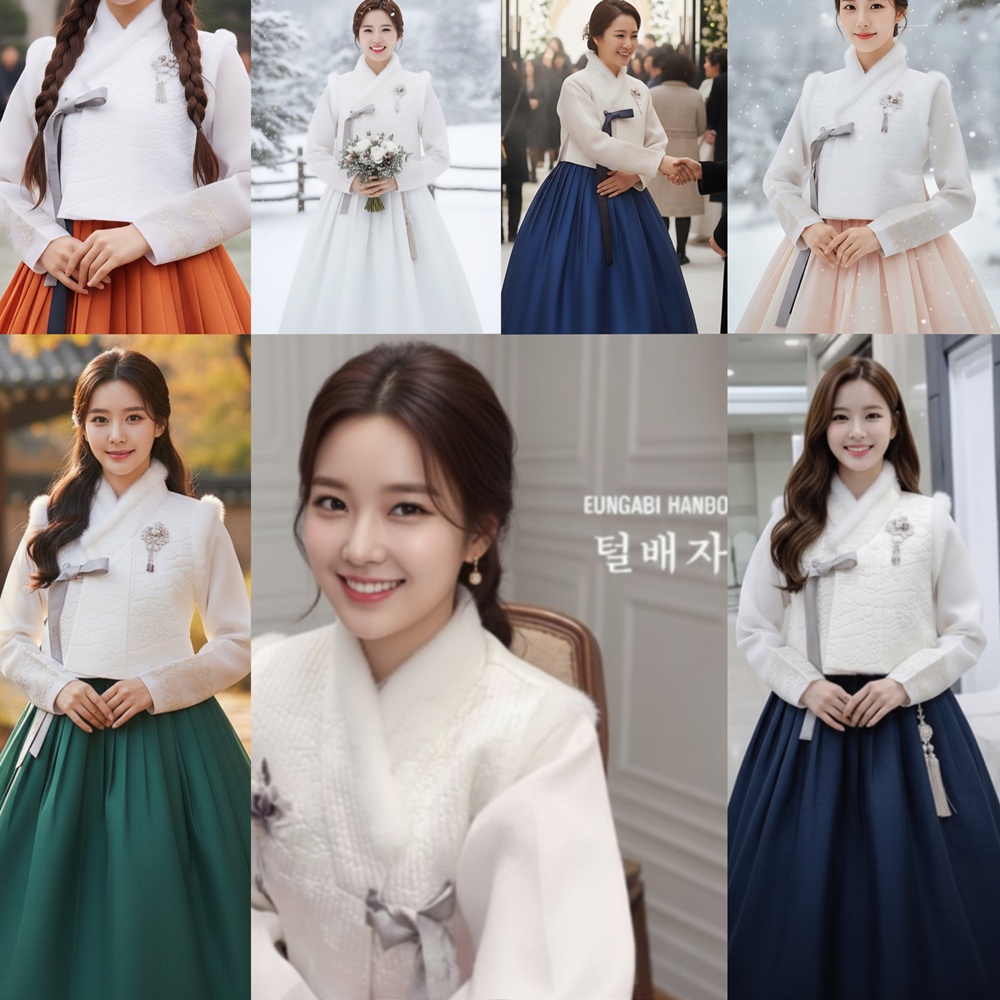 한복대여 은가비한복 털배자 대여 결혼식 여자 혼주 하객 가족 돌잔치 - 상품 이미지