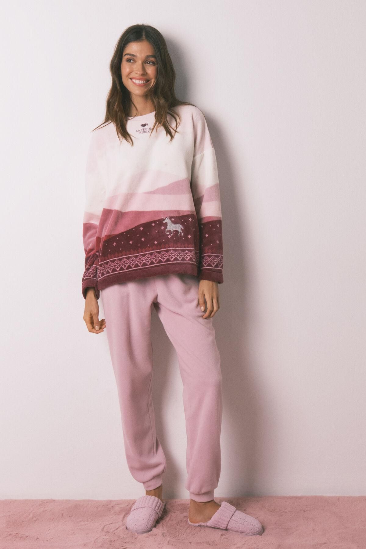 우먼시크릿 멀티컬러 플리스 파자마 세트 3132253 ROSA - 상품 이미지