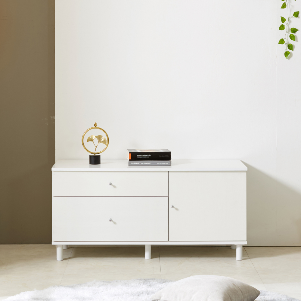 가구의서 서랍 콤비 거실장 (우측도어형) 1000x400x485mm, 화이트