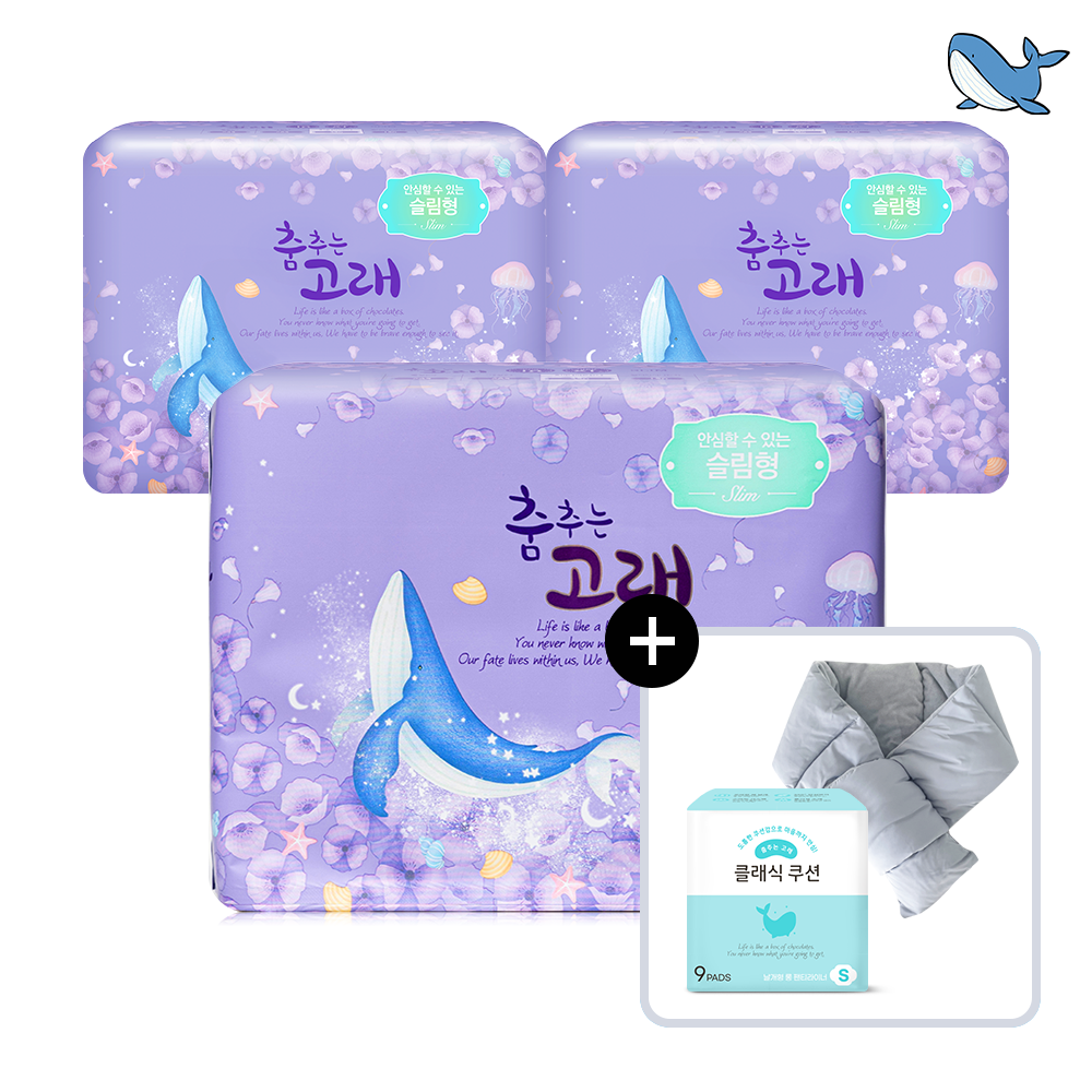 춤추는고래 대용량 생리대 오버나이트 18P x 3팩 /54매 - 메인 이미지