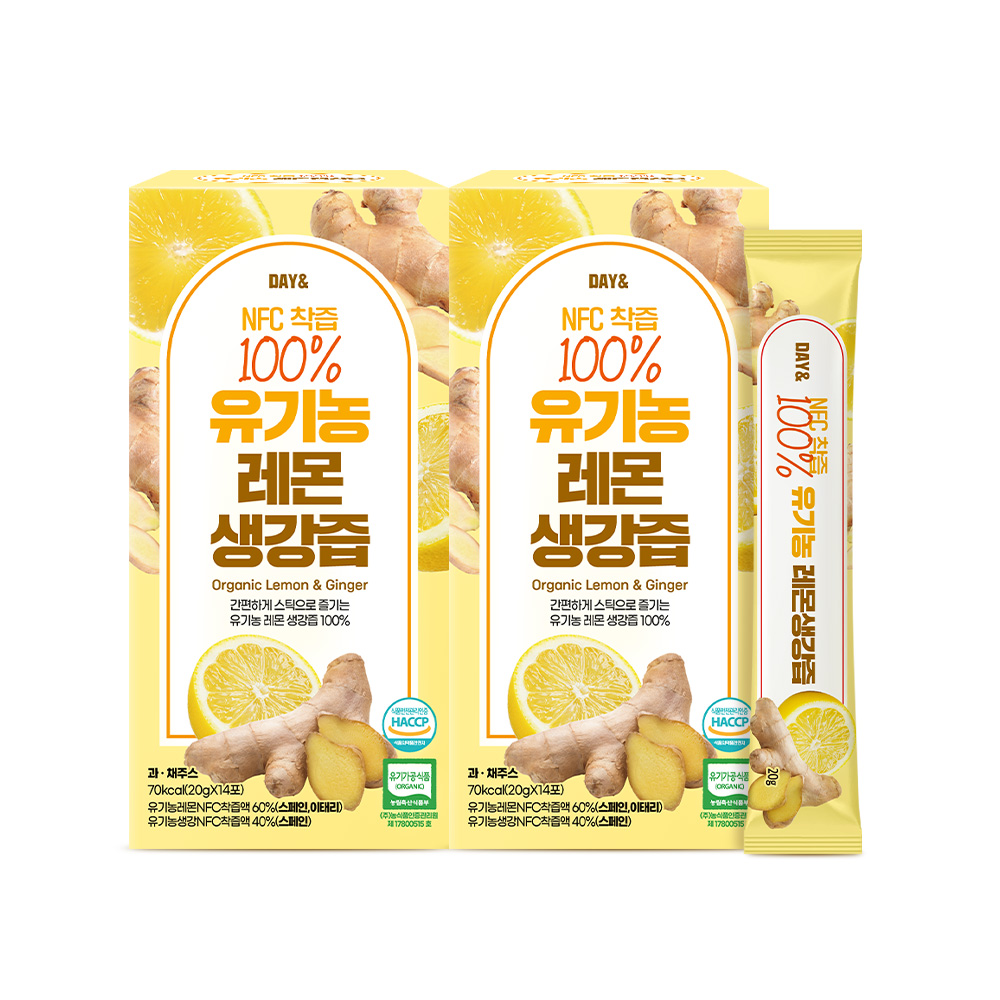 [유기농100%] 데이앤 NFC 100% 유기농 레몬생강즙 280g, 2개 - 상품 이미지