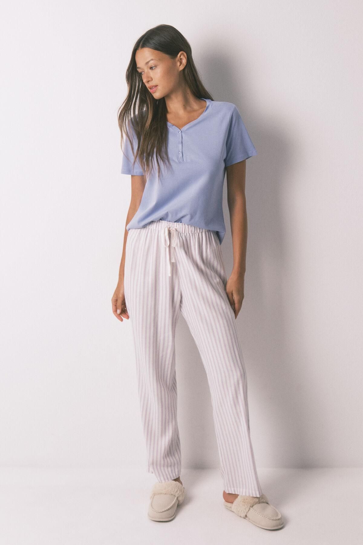 우먼시크릿 멀티 스트라이프 와이드 프란넬 팬츠 3702252 ESTAMPADO - 상품 이미지