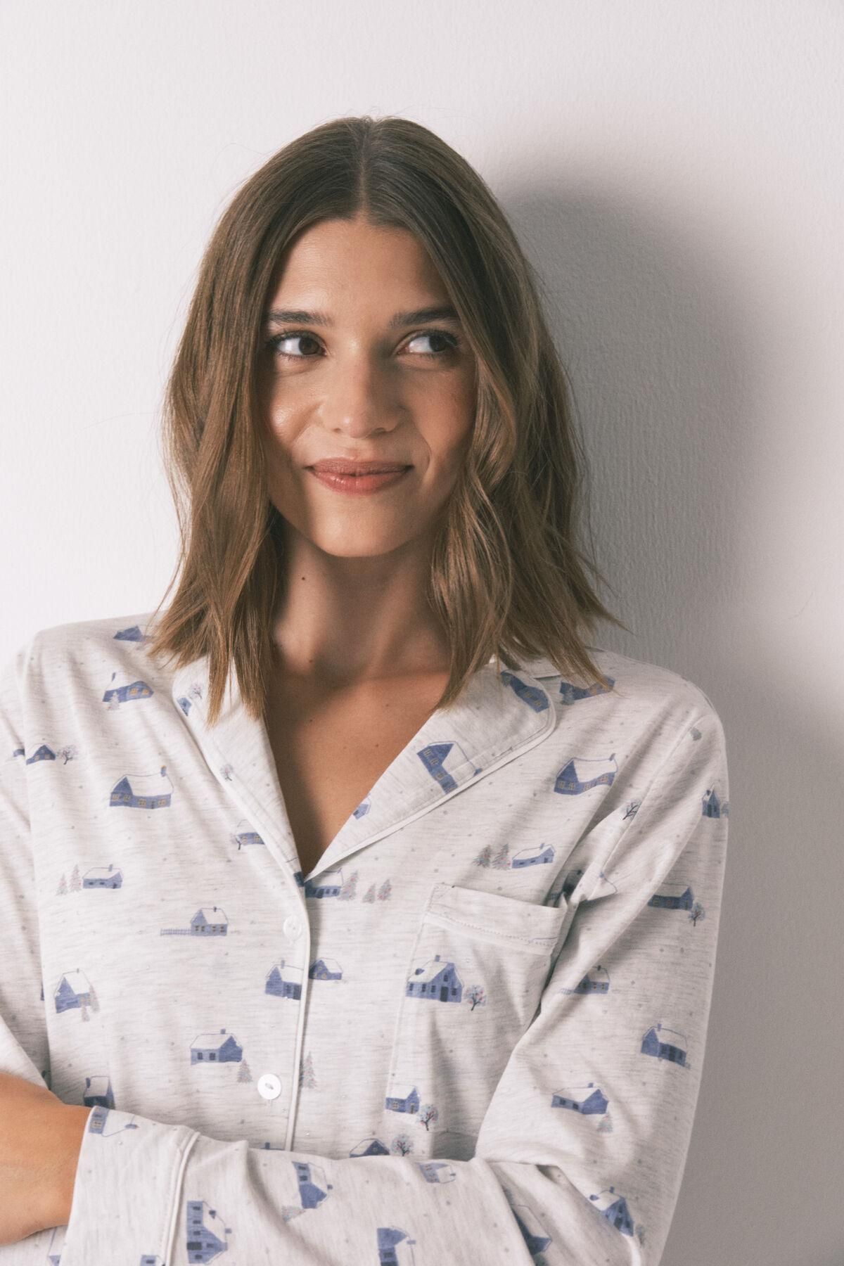 우먼시크릿 코튼 멀티 프린트 셔츠 파자마 세트 3592441 GRIS - 상세 이미지 4