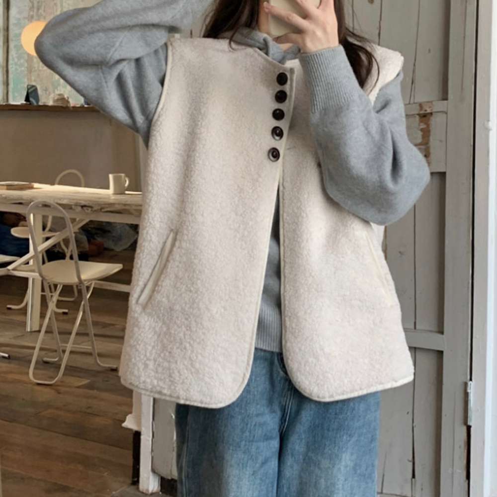 양털조끼 여성 겨울 인조퍼 뽀글이 레이어드 베스트 - 상세 이미지 3